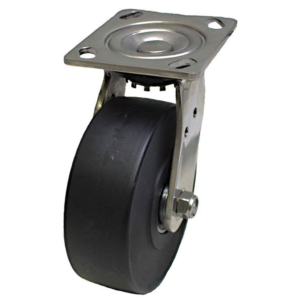 Plate Caster, 880 lb. Load, Black Wheel
