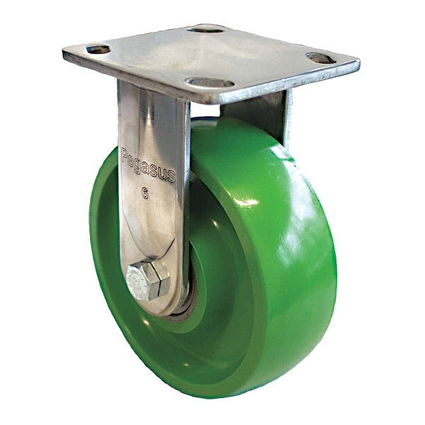 Plate Caster, 880 lb. Load, Green Wheel
