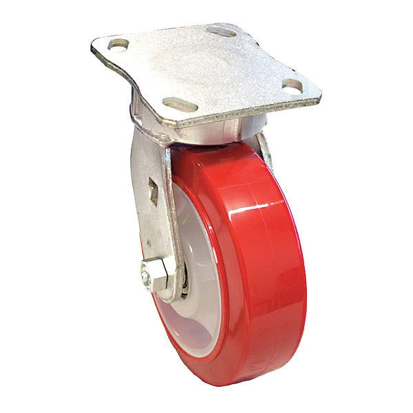 Plate Caster, 770 lb. Load, Red Weel