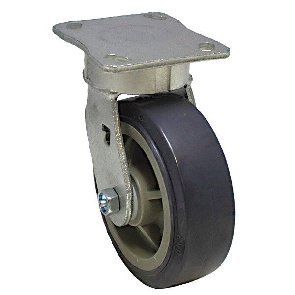 Plate Caster, 600 lb. Load, Gray Wheel