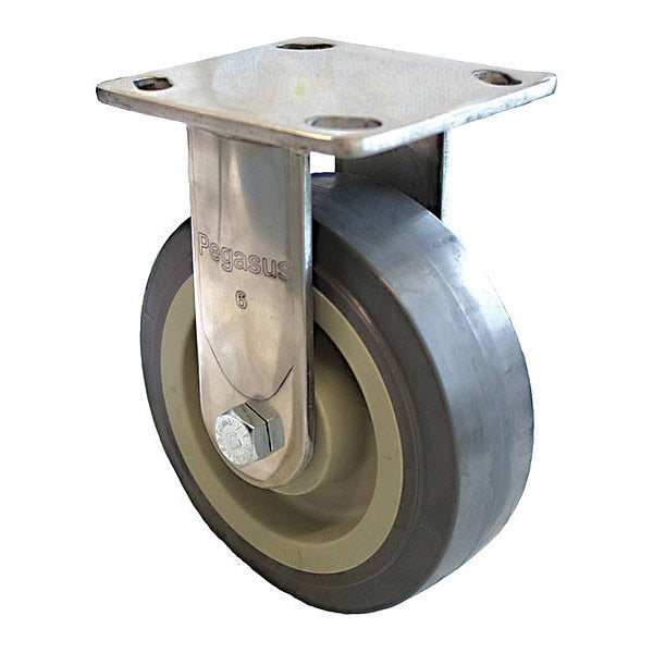 Plate Caster, 600 lb. Load, Gray Wheel
