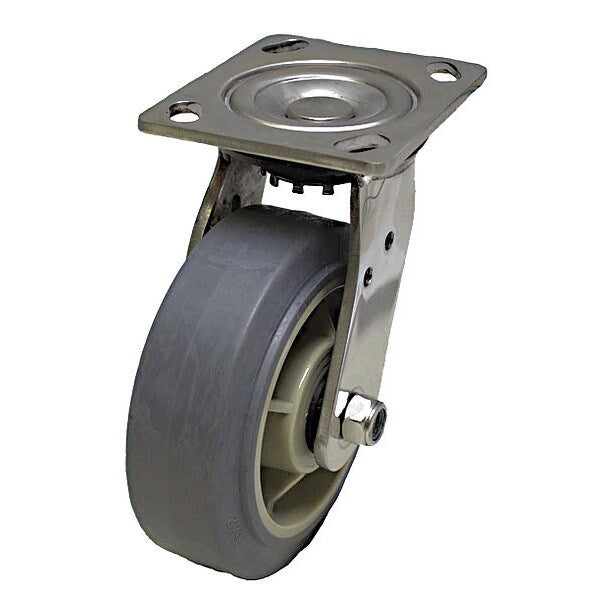Plate Caster, 350 lb. Load, Gray Wheel