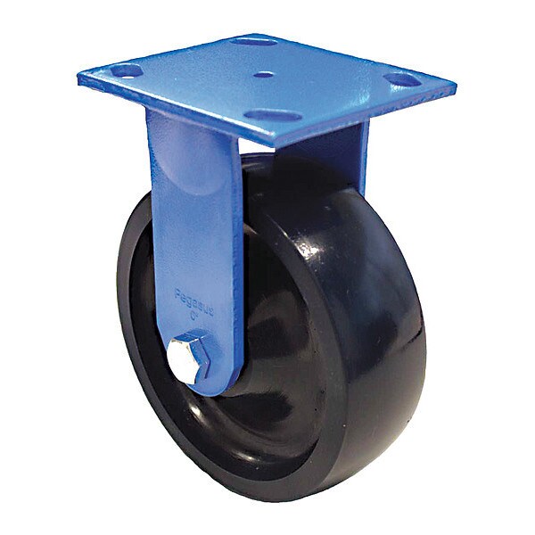 Plate Caster, 900 lb. Load, Green Wheel