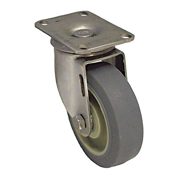 Plate Caster, 250 lb. Load, Gray Wheel