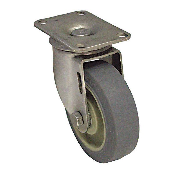 Plate Caster, 325 lb. Load, Gray Wheel