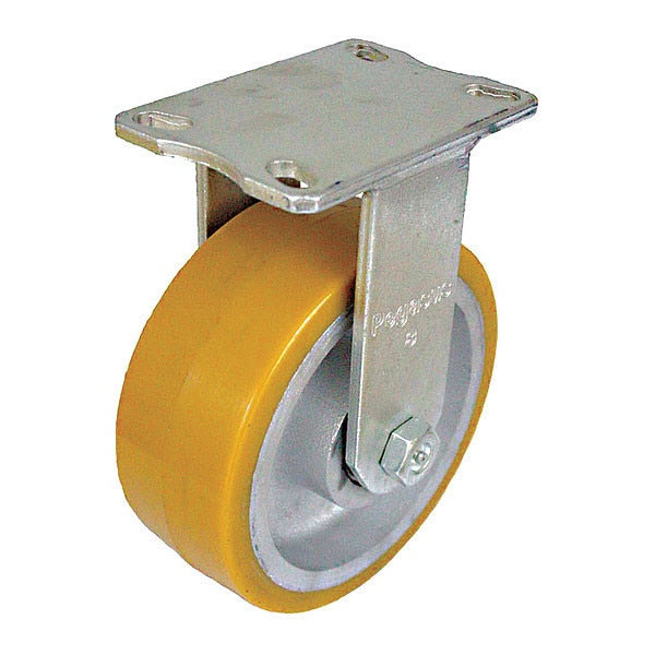 Plate Caster, 2500 lb. Load, Yellow Wheel