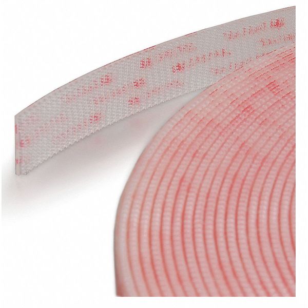 Reclosable Fastener, VHB Acrylic Adhesive, 150 ft, 1/2 in Wd, Clear