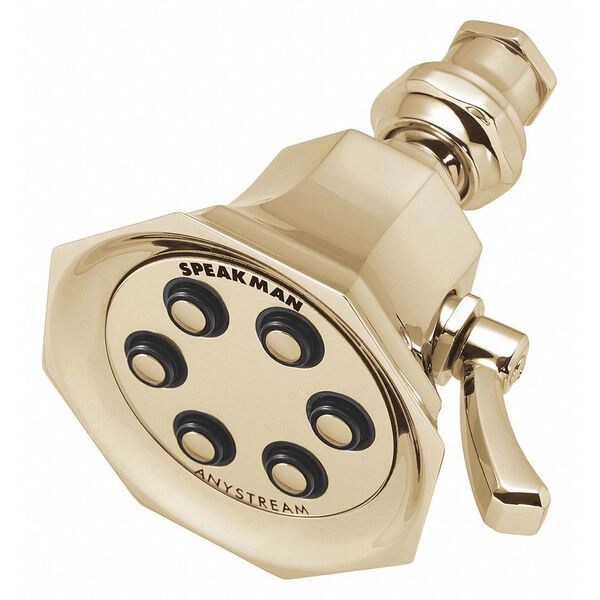 Shower Head, Polished Brass, Wall