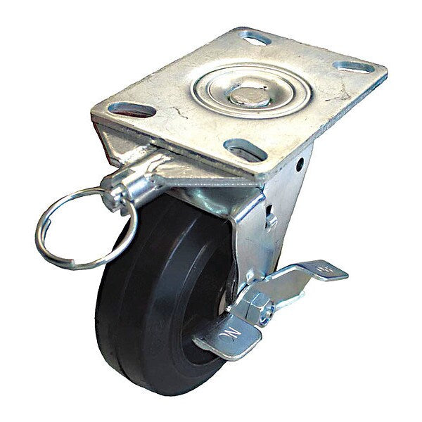 Plate Caster, 600 lb. Load, Black Wheel