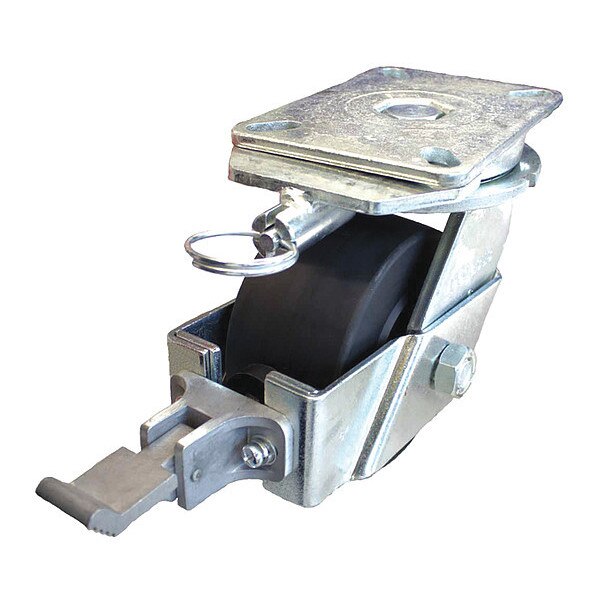 Plate Caster, 3500 lb. Load, Black Wheel