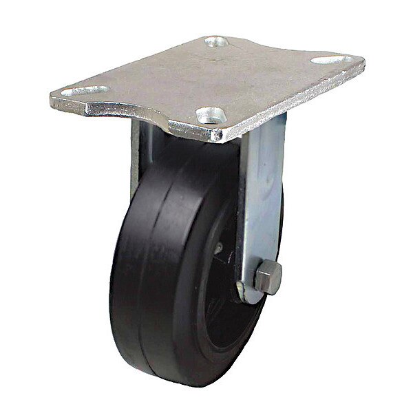 Plate Caster, 500 lb. Load, Black Wheel