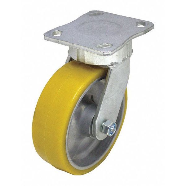 Plate Caster, 1760 lb. Load, Yellow Wheel