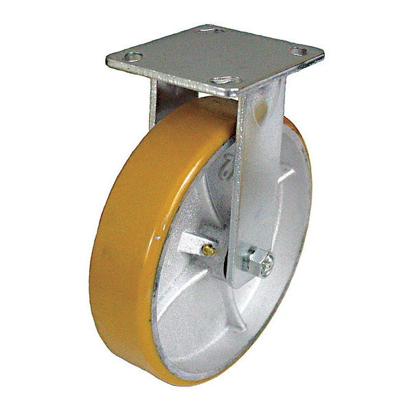 Plate Caster, 1250 lb. Load, Yellow Wheel