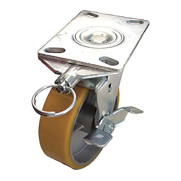 Plate Caster, 700 lb. Load, Yellow Wheel