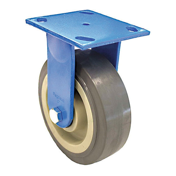 Plate Caster, 600 lb. Load, Gray Wheel