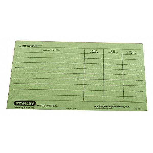 Key Authorization Card, Paper, For Keys