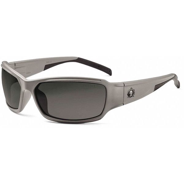 Safety Glasses, Traditional Smoke PC Decenter Lens, Scratch-Resistant