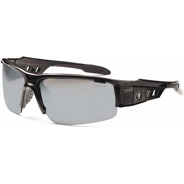 Safety Glasses, Traditional Silver Mirror PC Decenter Lens, Scratch-Resistant