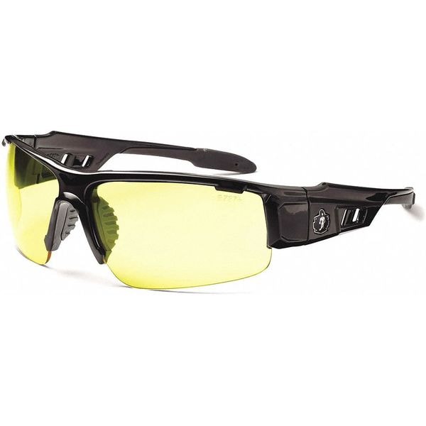 Safety Glasses, Traditional Yellow PC Decenter Lens, Scratch-Resistant