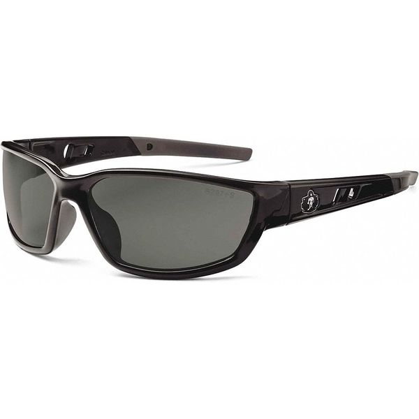 Safety Glasses, Traditional Smoke PC Decenter Lens, Scratch-Resistant