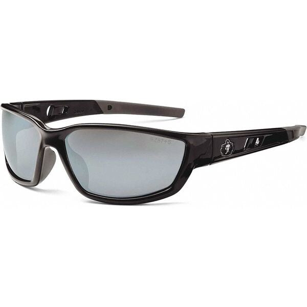 Safety Glasses, Traditional Silver Mirror PC Decenter Lens, Scratch-Resistant