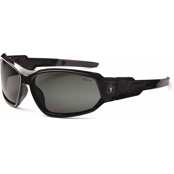 Safety Glasses, Traditional Smoke PC Decenter Lens, Scratch-Resistant