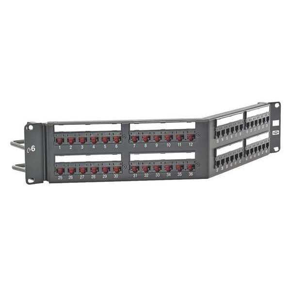 Patch Panel, 48 Ports, 3.46 in. H, Steel