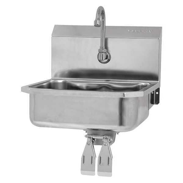 Wall Mount, 1 Hole, Double Knee Pedal, Stainless, Hand Sink