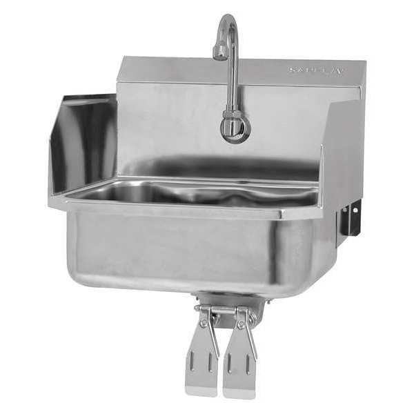 Wall Mount, 1 Hole, Double Knee Pedal, Stainless, Hand Sink