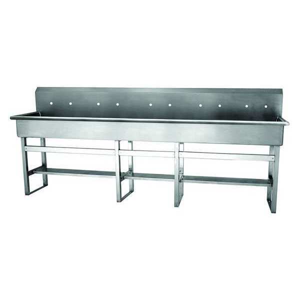 Floor Mount, 10 Hole, Stainless, Wash Station