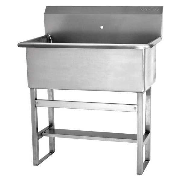 Floor Mount, 1 Hole, Stainless, Srcub Sink