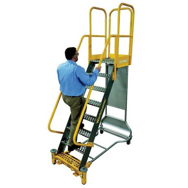 112 in H Steel Rolling Ladder, 7 Steps