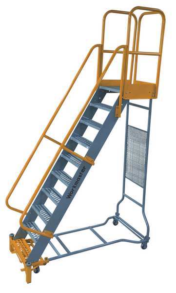 162 in H Steel Rolling Ladder, 12 Steps