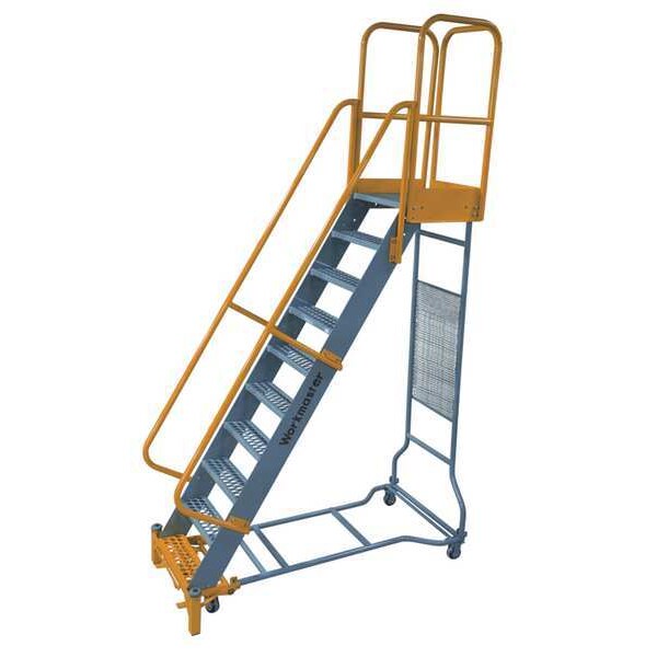 132 in H Steel Rolling Ladder, 9 Steps