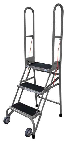 60 in H Steel Folding Rolling Ladder, 3 Steps
