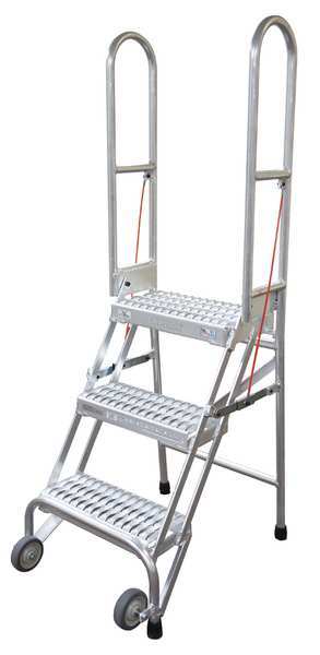 50 in H Steel Folding Rolling Ladder, 2 Steps