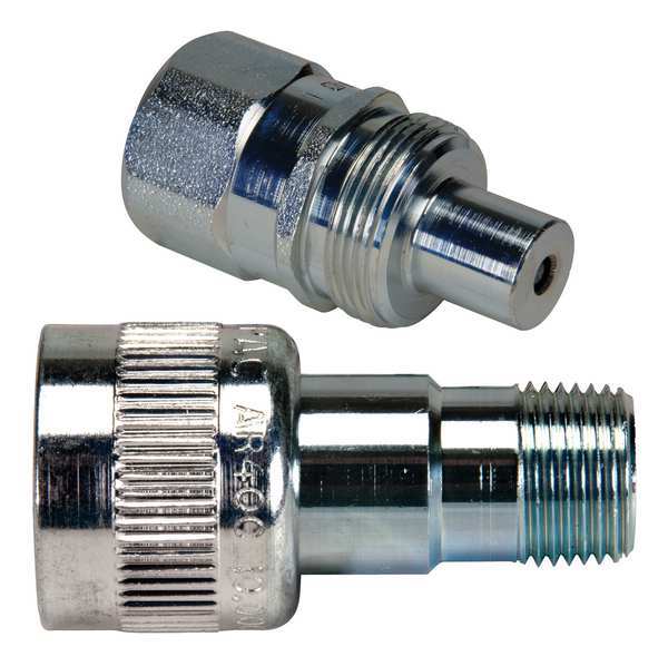 Hydraulic Quick Connect Hose Coupling, Steel Body, Sleeve Lock, 3/8