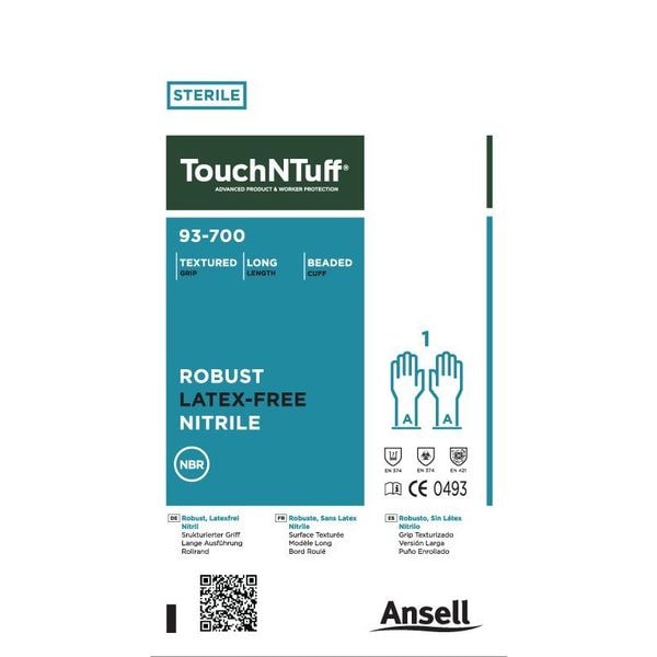 Sterile Cleanroom Gloves, Nitrile, S, PK200