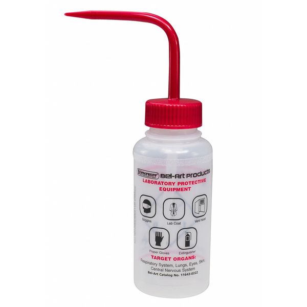 Wash Bottle, Std Spout, 250mL, Acetone, PK3