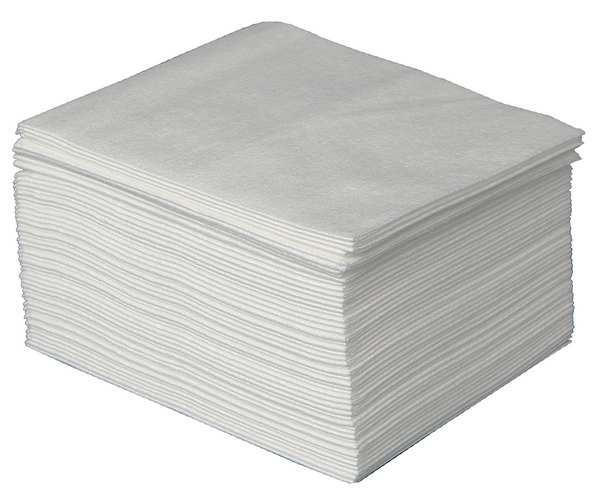 Dry Wipe, White, Pack, Polyester, Rayon Blend, Contamination Control, Spill Pick-Up, 1 PK, 50 Wipes