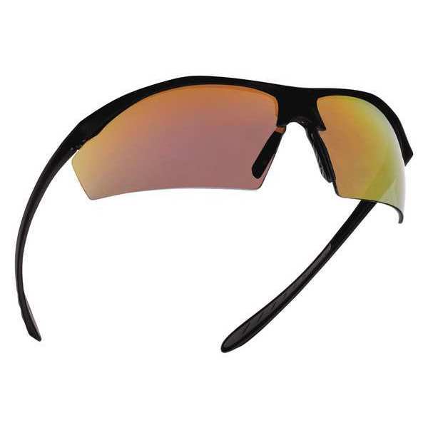 Ballistic Safety Glasses, Wraparound Red Mirror Polycarbonate Lens, Scratch-Resistant