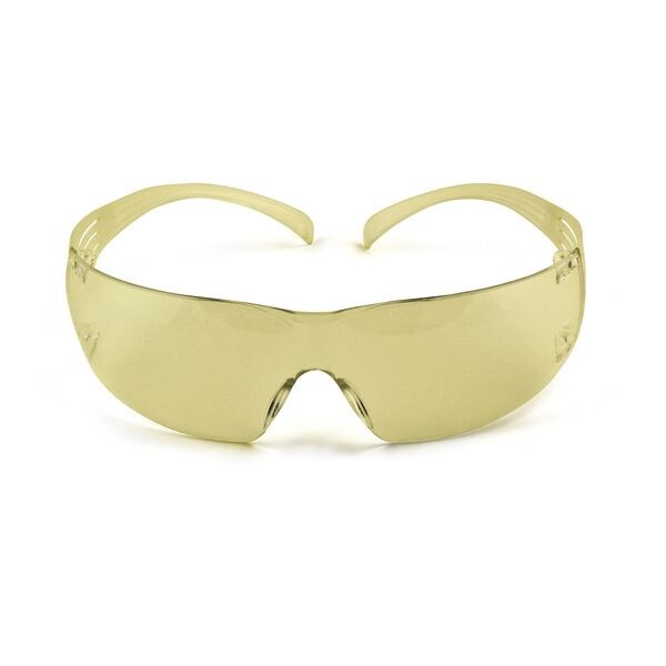 Safety Glasses, Wraparound Amber Polycarbonate Lens, Anti-Fog