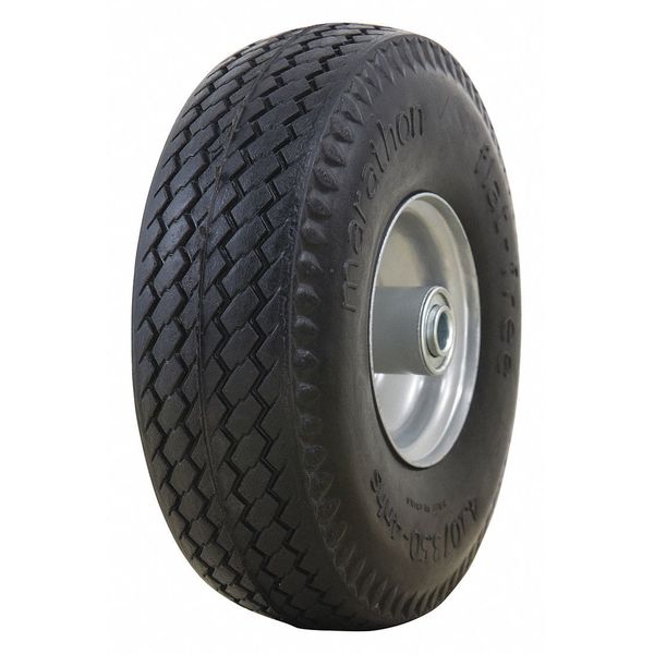 Flat Free Wheel, Polyurethane, 300 lb, Gray