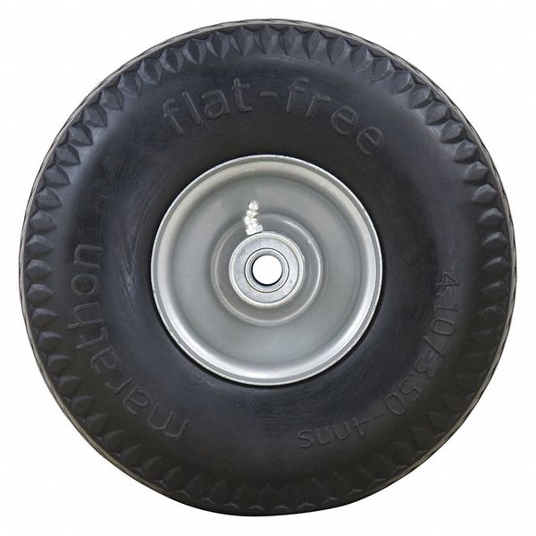 Flat Free Wheel, Polyurethane, 300 lb, Gray