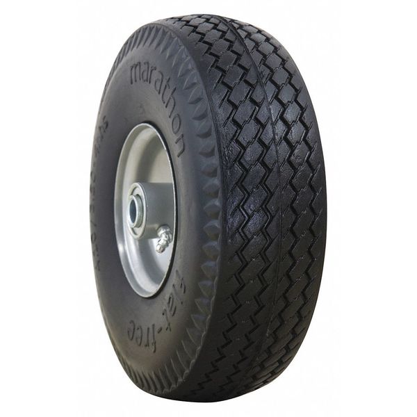 Flat Free Wheel, Polyurethane, 300 lb, Gray