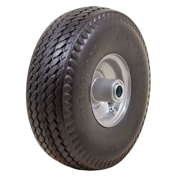 Flat Free Wheel, Polyurethane, 300 lb, Gray