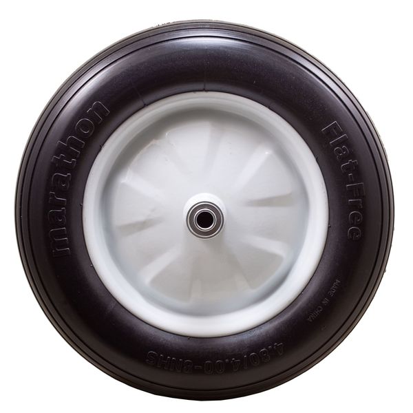 Flat Free Wheel, Polyurethane, 500lb, White