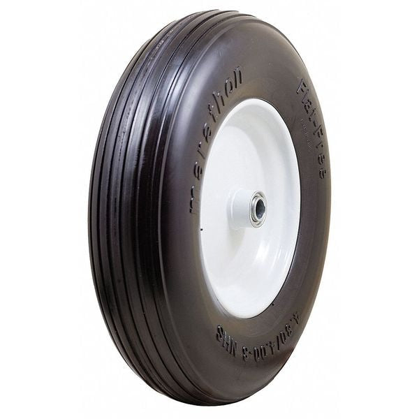 Flat Free Wheel, Polyurethane, 500lb, White