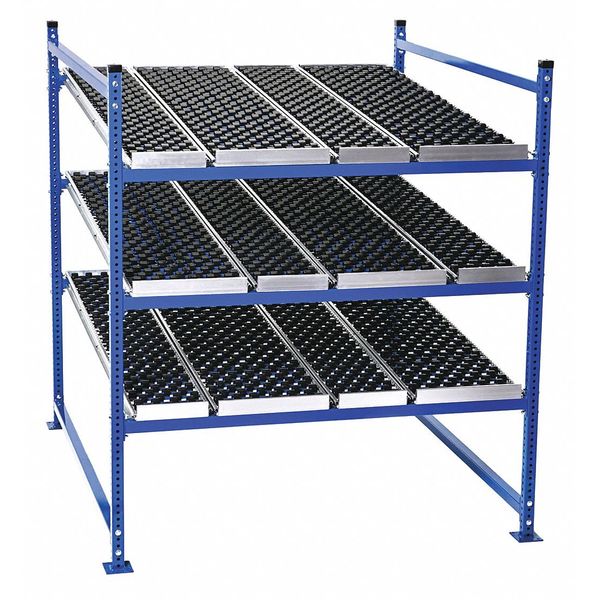 Add-On Gravity Flow Rack, 60 in D, 48 in W, 4 Shelves