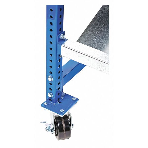 Mobile Gravity Flow Rack, 28 in D, 60 in W, 72 in H, 3 Shelves, Blue